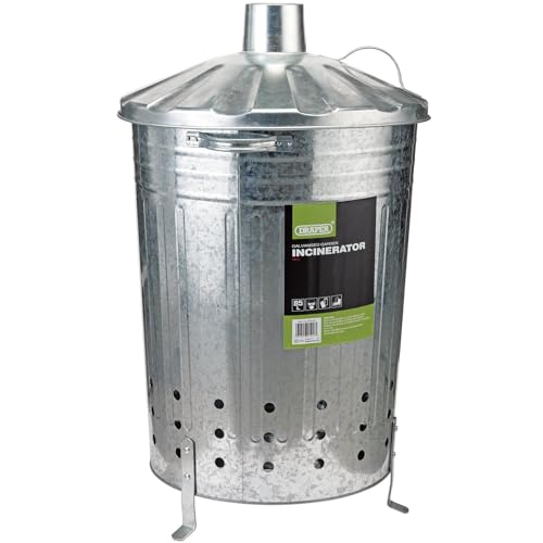 DRAPER 53253 Incinerador de Jardín Galvanizado, Plateado