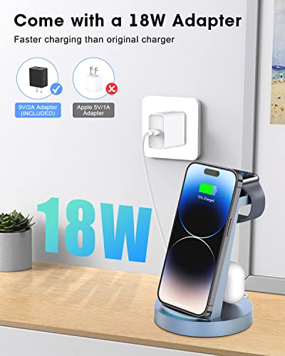 Redkjy CW350 3 In 1 Charging Station For Apple Device, Wireless Charger For Iphone 16 15 14 13 12 11 Pro Max & Apple Watch Iwatch- Charging Stand Dock thumb #3
