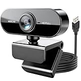 USB Webcam for PC, 1080P 30fps Full HD Web Camera for Laptop, Streaming Webcam with Stereo Microphone, 85° Wide Angle, 360° Rotatable Computer Camera for Conference, Meeting, Zoom, Skype, Facetime