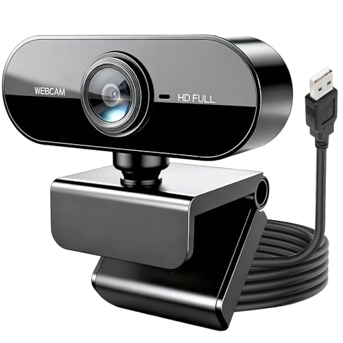 USB Webcam for PC, 1080P 30fps Full HD Web Camera for Laptop, Streaming Webcam with Stereo Microphone, 85° Wide Angle, 360° Rotatable Computer Camera for Conference, Meeting, Zoom, Skype, Facetime