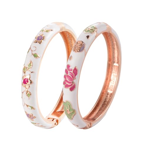 UJOY Lot de 2 bracelets en émail pour femme, bracelet fait à la main pour femme, bijoux vintage, cadeau pour elle et lui, Cadeaux de fête des mères, bracelets personnalisés pour femme bracelet