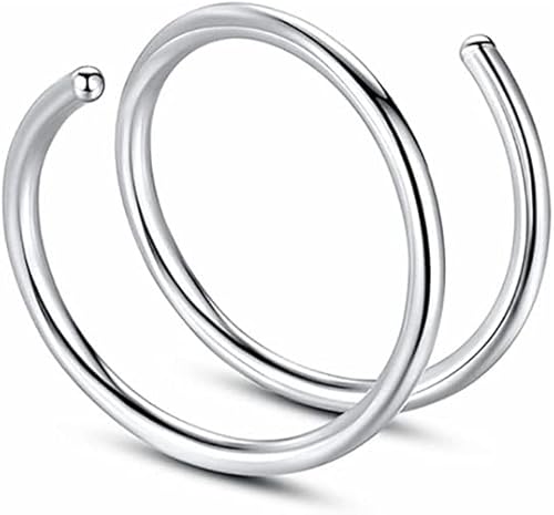 Miniatura 2 de Piercing de aro doble para nariz, labio, piercing para cartílago nasal, piercing individual de doble espiral, aretes de nariz unisex, Acero