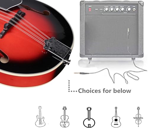 Image of ADM Acoustic Mandolin Instrument Kit Music A Style for Kids Students Adults Wood Mandolins Beginner Set With Bag, Tuner, Pick-up, Strap, Strings, Picks and Hanger, Red