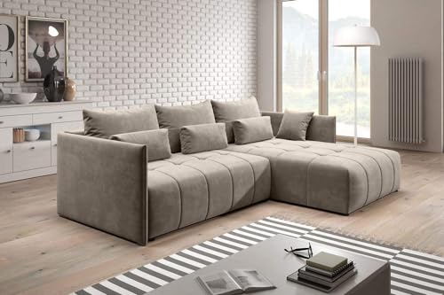 Sofá cama convertible moderno con almacenamiento 'Osaka', sofá cama extraíble para espacios pequeños, montaje y entrega gratis incluidos (gris beige)