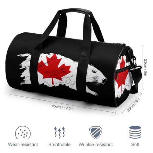 (Beavers) Canada Maple Flag Unisex Gym Bag Travel Duffel Bags Overnight Sport Tote with Compartment for Weekender Vacation2