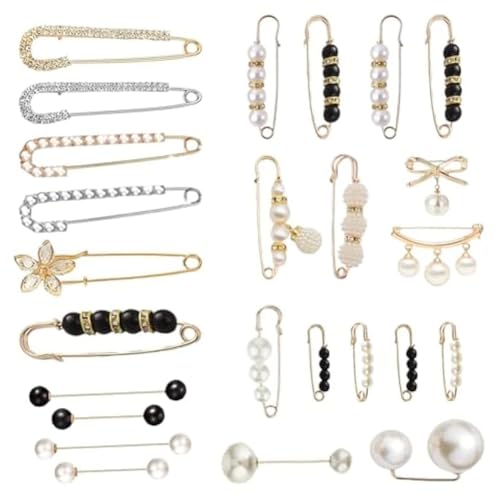 Kznifmk 25 Broches de Perlas, Broches para Ropa de Mujer, Suéteres, Chal, Broches para Cárdigan, Broches para Vestidos y Faldas de Mujer
