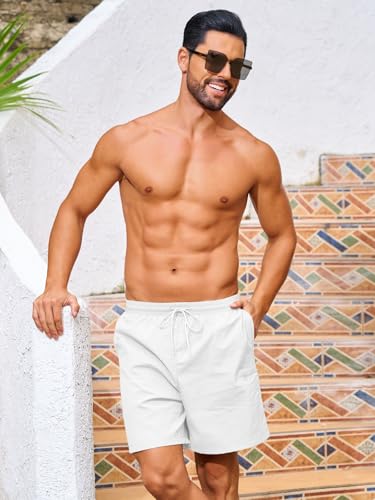 Mens Swimsuit Trunks 7" Quick Dry Swim Shorts with Compression Liner and Zipper Pockets4