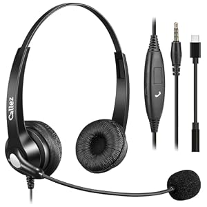Callez Headset Handy Binaural mit Noise Cancelling Mikrofon, Smartphone Kopfhörer 3, 5mm Klinke Für iPhone Samsung Huawei BlackBerry HTC LG ZTE Mobiltelefon PC Computer Mac iPad Skype Podcast (W402E2)