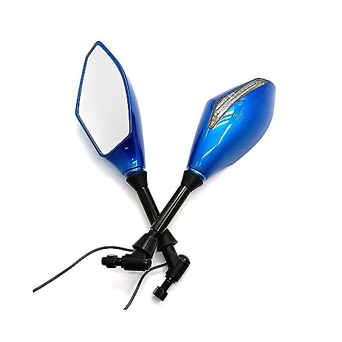 Rétroviseur moto 10mm avec clignotant LED bleu intégré universel - 2
