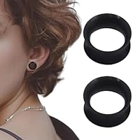 JRYXDS 2 Stück Ohrdehner, 16 mm, mehrere Größen, Tunnel, Stahl, Stöpsel, Silikon, Fleischform, Schwarz, Tunnel, hochwertige Piercings, Zubehör für Dehner