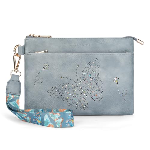 Small RFID Wallet Women Wristlet Wallets for Women 225-1311 Blue