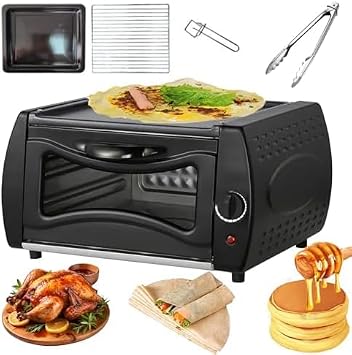 Novastra 2-in-1 Electric Tandoor Oven, 2100w Roti Maker with Temperature Control Glass Door, Bake Tray & Rack, Pizza Oven for Naan, Chapati, Lahmacun