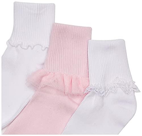 Jefferies Socks Big Ruffle/Ripple Edge/Lace Girls Socks 3 Pack3