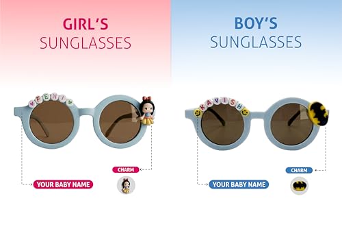 Image of PLAS ART STUDIO Customised round sunglasses Kids Sunglasses Get Kids Name on Frame For Girls & Boys. (Recommended Age 2+)