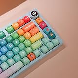 ILYCHEEGAMI PBT Cute Colourful MOA Round keycaps PBT keycap Set for Girl Kids Custom keycaps for Gateron Kailh Cherry Mx Switches ANSI Layout Mechanical Keyboard (MOA-Rainbow)