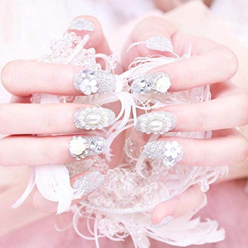 TJJF Braut glänzende Hochzeitsnägel Aufkleber Dekoration Mädchen Diy Simulation Falscher Nagel Vollständige Nagelspitzen…