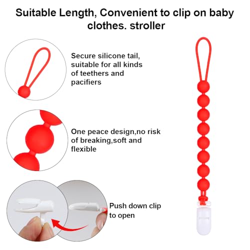 Image of Baby Food Grade Silicone Carrier Vehicle Teether Toy with Pacifier Clip Holder,Teething Toys Gift Set for 3 Months+ Boys and Girls,Freezer Safe,BPA Free. (Fire Truck)