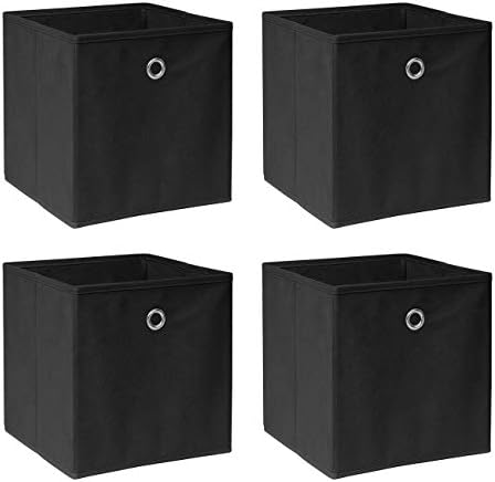 Ansley&HosHo-EU Set of 4 Storage Box Cube Wardrobe Storage Organiser Fabric Collapsible with Handle for Kids Toys Clothes Laundry Underwear Bedroom, Lilac