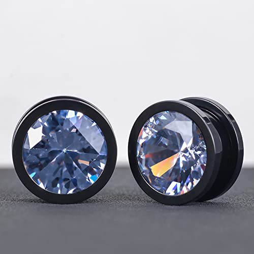 TBOSEN Set of 4 Pairs Color Zircons and 1 Pair Stainless Steel Ear Tunnel Ear Gauges Stretching Screw Fit Tunnels 0g-1 Inch - Thumbnail 6