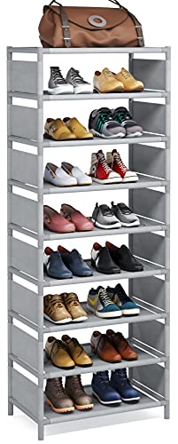 Tribesigns Vertical Shoe Rack, 9 Tiers Narrow Shoe Shelf 18 Pairs Slim Shelf For Shoes Narrow Shoe Rack For Small Space #TOP2
