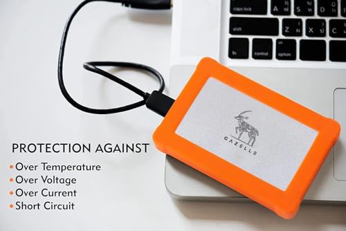 Image of GAZELLE 500 GB Warrior External Hard Drive Rugged, Metal Body, Shockproof, Water-Resistant,2-in-1 Type C & USB 3.0, Compatible with PC, Mac, PS4, Mobile, Tablet 1 Year Warranty (Orange)