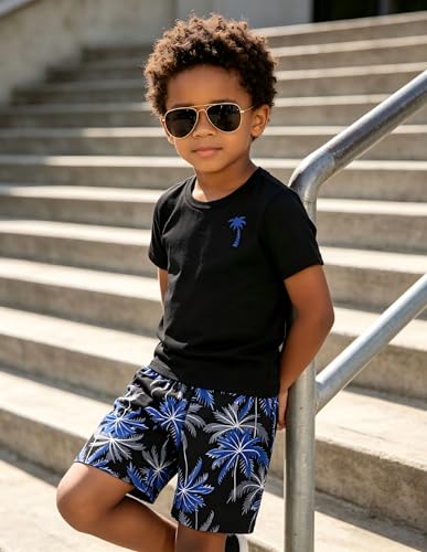 Image of Boys' 2 Piece Summer Outfit Cool Dinosaur & Camouflage Graphic Short Sleeve Tee & Shorts Set Size 4-12