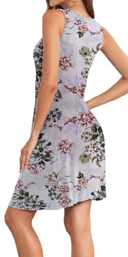 Image of Akihoo Women Summer Casual Sleeveless Midi Plain Pleated Tank Vest Dresses