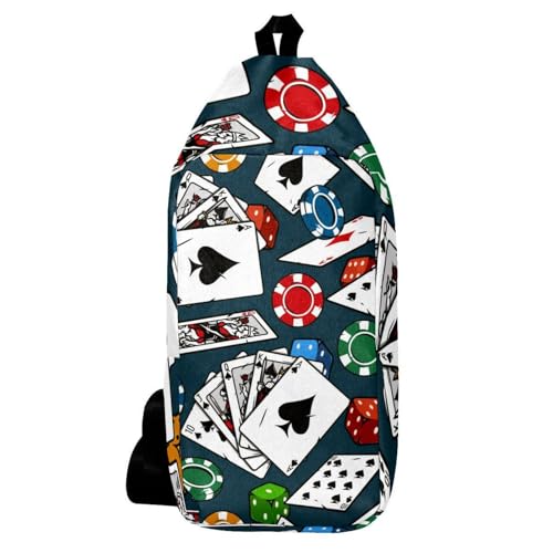 Mochila bandolera Chips multicolor de 16x36.5cm con juegos de dados y cartas para senderismo