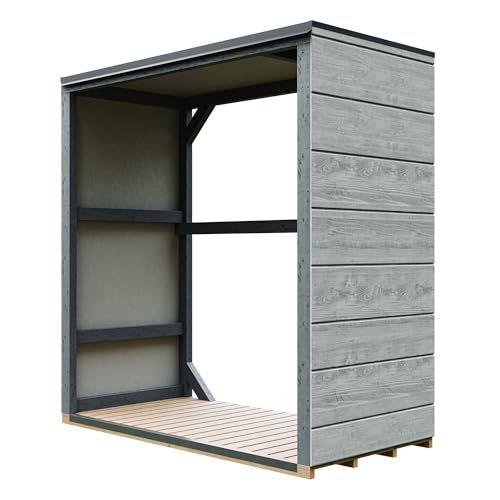 Caseta de Exteriores para leña 1,14 m² - 75 x 153 x H159 cm - Almacén de leña de Exteriores para jardín, Resistente a la Intemperie - TIMBELA M980-1-TUNDRA Cavern
