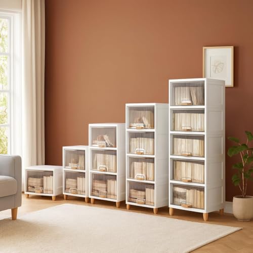 Image of LUHI Multi-Purpose Organizer | Modular Storage Box for Clothes, Kitchen, Bedroom & Living Room | Stackable Rack, Space-Saving Wardrobe Cabinet (Crystal White, 6-Layer)