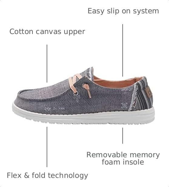 Image of HEYDUDE Women's Wendy Boho Grey Size 6 | Women's Shoes | Women's Lace Up Loafers | Comfortable & Light-Weight