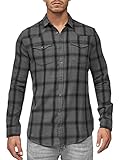 Indicode Herren Altin Flanellhemd | Herrenhemd Ton-in-Ton Freizeithemd für Männer Pewter XL