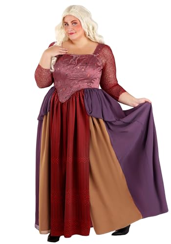 Fun Costumes Women's Plus Size Deluxe Disney Sarah Sanderson Costume | Salem Witchcraft Dress for Halloween Masquerade - 2XL, Multicolor