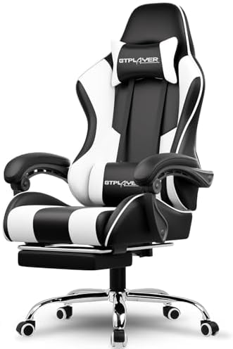 GTPLAYER Gaming Chair, Computer Chair with Footrest and Lumbar Su...