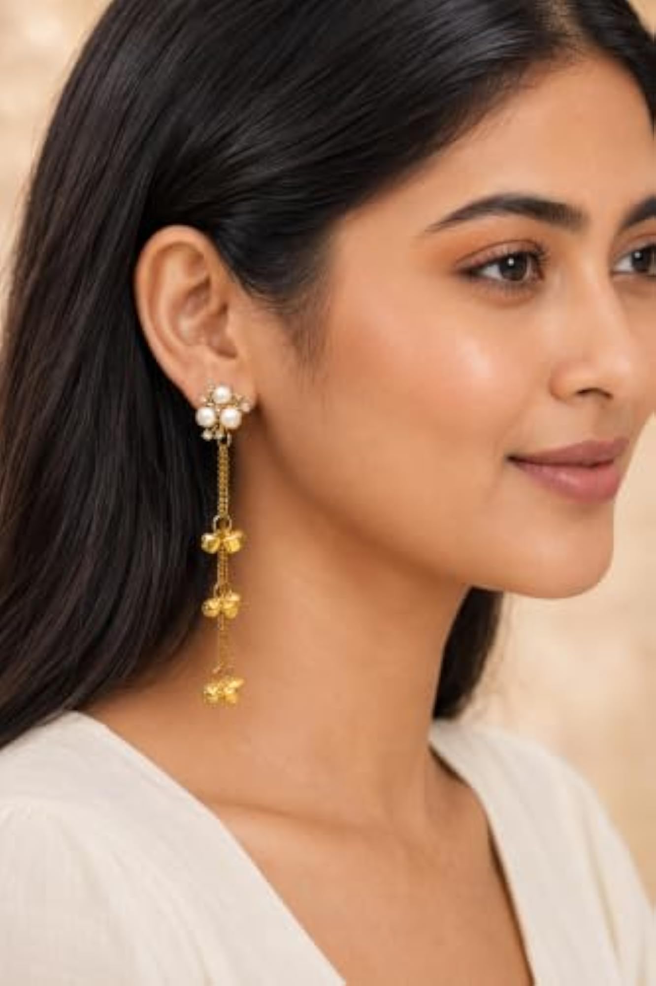 2Pair Kashmiri Jhumka Earrings Set, Pearl & Crystal Designs