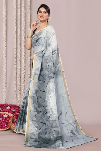 Image of MIRCHI FASHION Saree for Woman Cotton Blend Geometric Printed | Polished Professional Office Wear and Regular Daily Sari with Blouse Piece