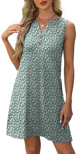 Image of XIEERDUO Summer Dresses for Women 2026 Beach Vacation Clothes V Neck Button Sundresses with Pockets