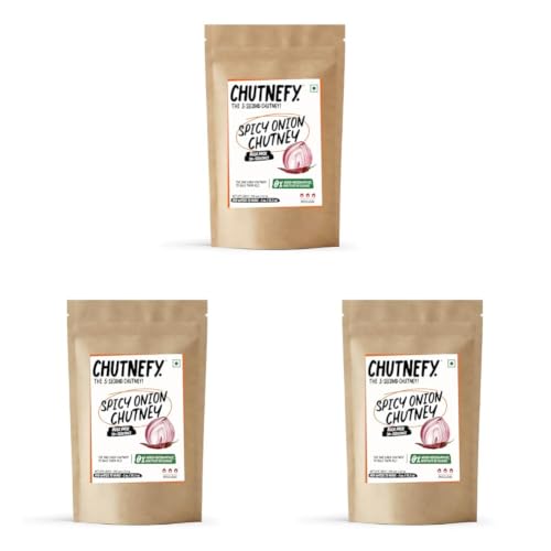 Image of Chutnefy Spicy Onion (Kara) Chutney | 250g Freeze-Dried Instant Dry Mix | Just Add Water to Make 20+ Servings (1000 g) | 0% Preservatives or Additives (Pack of 3)