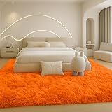 Mtandyx 8x10 Area Rugs Living Room, Large Plush Fluffy Bedroom Carpet, Non-Slip Upgraded Indoor Thick Soft Rug, Modern Plush Carpet Suitable for Kids Home Decor Aesthetics Dorm, Orange.