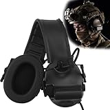 [TACWJDM] タクティカル通信ヘッドセット グローブ操作対応 - 低刺激性耳パッド＆ポケットサイズ折り畳み アウトドアアドベンチャー用(BK)