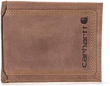 Carhartt Men's Billfold Wallet, Leather Triple-Stitched (Brown), One Size