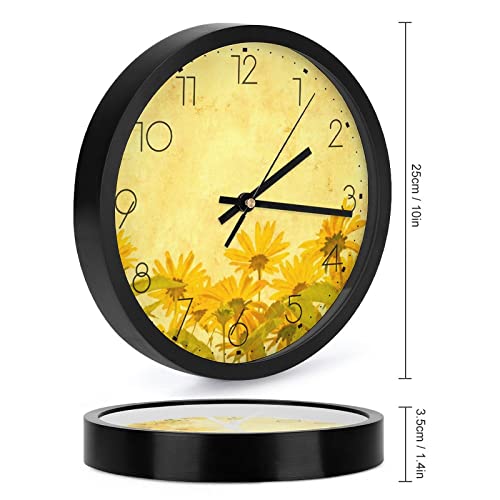 Pendule murale fleur jaune au design moderne épuré 25.4cm - 3