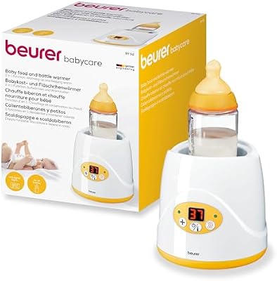 Beurer BY 52 Calentador de alimentos y biberones, para calentar y mantener caliente la comida del bebé, 8 minutos de calentamiento, pantalla digital de temperatura, apto para todos los biberones