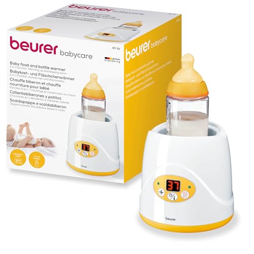 Beurer BY 52 Babykost- und Fläschchenwärmer, zum Erwärmen und Warmhalten von Babynahrung, 8 Minuten Aufwärmzeit, digitale Temperaturanzeige, passend für alle handelsüblichen Babyflaschen