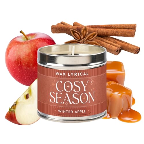 Wax Lyrical Winter Apple Candle Tin | Sweet Seasonal Scent | Red Caramel Apple Fragrance | Up to 35 Hours
