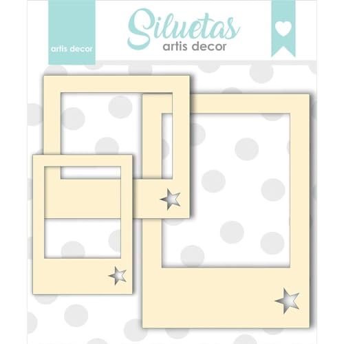 artis decor Silhueta de moldura polaroid com estrela, 3 peças