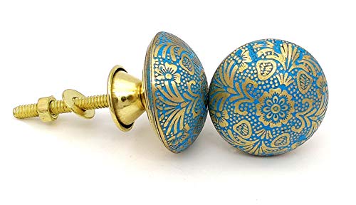 5Moonsun5'S Brass Door Knobs/Drawer Pulls Dresser Door Knobs/Pull And Push Handle Knobs For Cabinets, Wardrobes & Kitchen Cupboards/ Handmade Classic Hardware Decor, 38 Mm Sky Blue (Set Of 10) #TOP4