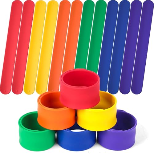 LovesTown 12PCS Slap Bracelets, Colorful, Silicone, for DIY Goodie Bags, School Classroom Rewards