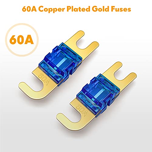 Bulvack 2 Way Mini Anl Fuse Holder, Copper 0/2/4 Gauge To 4/6/8 Gauge 60 Amp Fuse Distribution Block For Car Truck Boat Audio Stereo Amplifier #TOP3