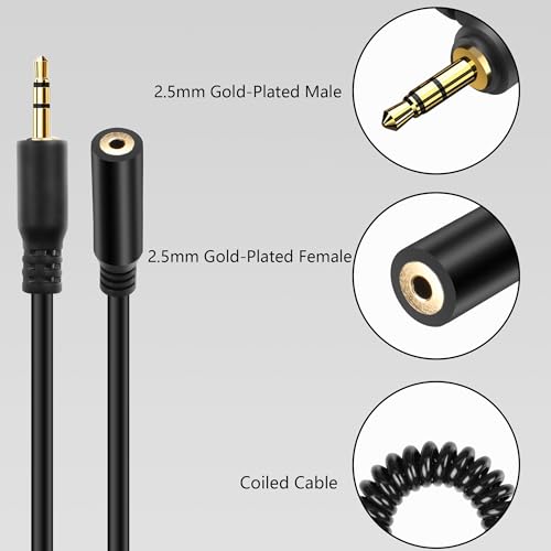 CERRXIAN cable extensión audio 2.5mm TRS 2 piezas miniatura 5